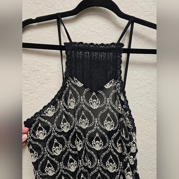 Anthropologie NWT Sheer Black Fully Embroidered mini dress Or Coverup Sz XS - Picture 7 of 12